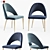 Gloria Blue Velvet Dining Chairs (Set of 2) 3D model small image 1