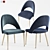 Gloria Blue Velvet Dining Chairs (Set of 2) 3D model small image 2