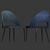 Gloria Blue Velvet Dining Chairs (Set of 2) 3D model small image 3