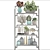 Tropical Decor Set: Shelf with Statuette, Plants, Flowers 3D model small image 3