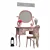 Classic Vanity Set with Mirror and Stool 3D model small image 1