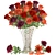 Classic Red Rose Bouquet in Glass Vase 3D model small image 1