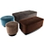 Luxurious Velvet Jacques Poufs 3D model small image 2