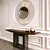 Sleek Walnut Console & Copper Mirror 3D model small image 2