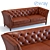 Luxury Leather Tufted Sofa 3D model small image 2