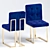 Luxury Navy Velvet Dining Chair 3D model small image 1