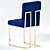 Luxury Navy Velvet Dining Chair 3D model small image 2