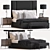 Chopin Headboard Set: Corelli Base, Langham Nightstand, Chester Bench & Petite Concave Lamp 3D model small image 1