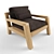 Teak Frame Single Seater Sofa 3D model small image 1