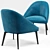 Comfy Blue Armchair | 26"L x 28"W x 30 1/4"H 3D model small image 2