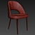 Stylish Blue Leather Dining Chair 3D model small image 2