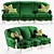 French Regency Style Canape Sofa 3D model small image 1