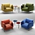 Modern Structure Armchair Set 3D model small image 1