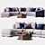 Contemporary Carpanelli Sofa & Minerva Table Set 3D model small image 1