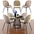 Modern Beetle Dining Chair Set with Parquet Design 3D model small image 1