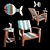 Reclaimed Boat Wood Armchair 3D model small image 1