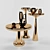 Elegant Brass Spun Tables Set 3D model small image 1
