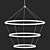 Modern Halo Chandelier: 4-Ring Black 3D model small image 1