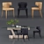 Modern Melrose Dining Chair + Stylish Zepher Dining Table 3D model small image 1