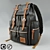 Title: Vintage Leather Backpack 3D model small image 1