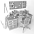 Bedford Rectangular Desk with Smart Desk and Chair 3D model small image 3