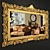 Elegant Carved Gold Mirror 3D model small image 2