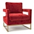 Modern Velvet Armchair 3D model small image 1