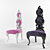 Elegant Violet Velvet High Back Chair 3D model small image 1