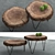 Natural Wood Slice Tables Set 3D model small image 1