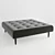 Luxurious Slate Grey Velvet Ottoman 3D model small image 1