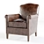 Vintage French Leather Club Chair 3D model small image 1