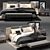 Elegant Minotti Tatlin Bed Set 3D model small image 2