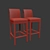 Modern Oak and Leather Barstool 3D model small image 2