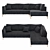 Luxury Velvet Edlyn Corner Sofa 3D model small image 2