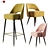 Elegant Collins Chair Set: Velvet, Wood 3D model small image 1