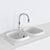 UP Double Bowl Ceramic Kitchen Sink 3D model small image 3