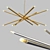 Sleek Brass & Nickel Chandeliers 3D model small image 1