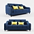 Navy Blue Velvet Sofa: Sheffild Elegance 3D model small image 1