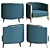 Modern Velvet Armchair - Bluemoon 3D model small image 1