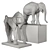 Bronze Patina Elephant and Baboon Sculptures 3D model small image 3