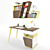 Tarz Study Desk and Bookshelf Set 3D model small image 1