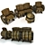 Barrel Chic 845mm Sofa Set 3D model small image 1