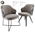 Sleek Steel Swivel Dining Chairs 3D model small image 1