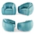 Galerie Glustin Ecru Bouclette Armchair 3D model small image 2