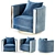 Luxury Blue Velvet Swivel Armchair 3D model small image 1