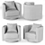 Luxury Blue Velvet Swivel Armchair 3D model small image 3