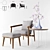 Modern Crosshatch Chair & Ottoman Set 3D model small image 1