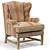 Title: Khaki Linen English Club Chair 3D model small image 1
