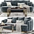 Luxury Set: Hudson Sofa & Boutique Table 3D model small image 1