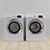 Sleek Laundry Set: Washer, Dryer & Cabinets 3D model small image 2